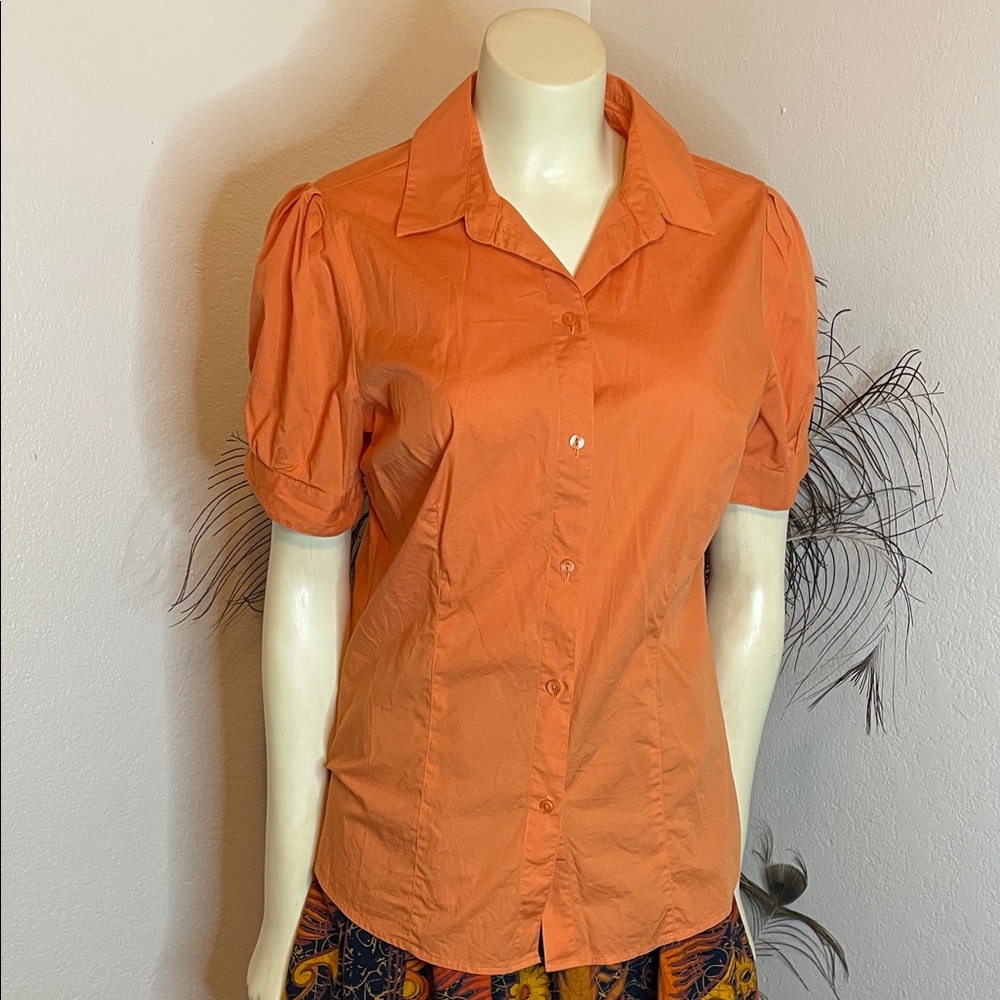 The Limited Women's Orange Button-Down Shirt y2k